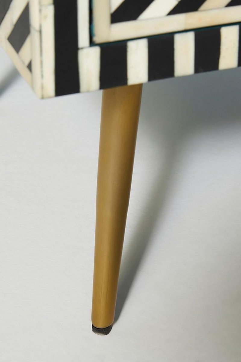 Bone Inlay Optical Design Entryway Cabinet Black Color