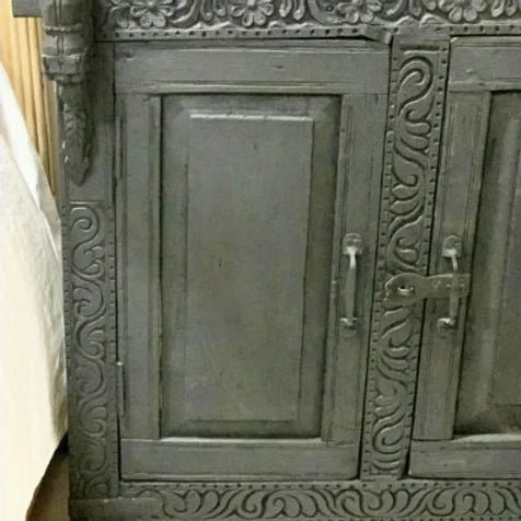 Hand-Carved Black Color Buffet Table | Handmade Solid Wooden Credenza Buffet & Sideboard - Bone Inlay Furnitures