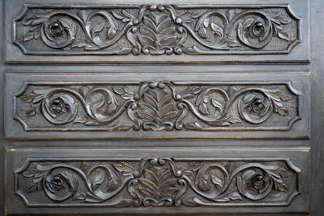 Hand Carved Boho Charcoal Drawers Dresser | Handmade Drawers For Living Room chest of drawer - Bone Inlay Furnitures