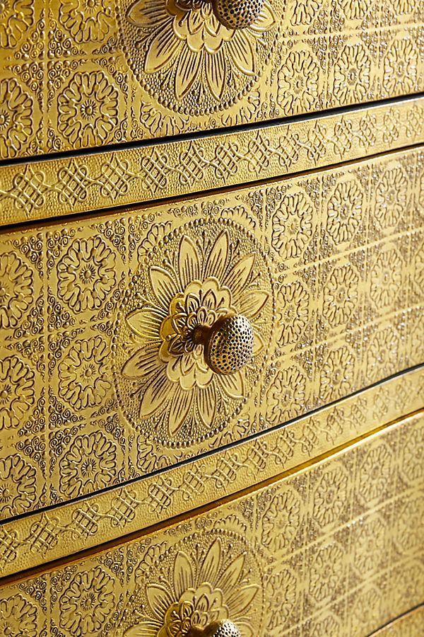 Hand-Embossed Metal Bedside - Close up