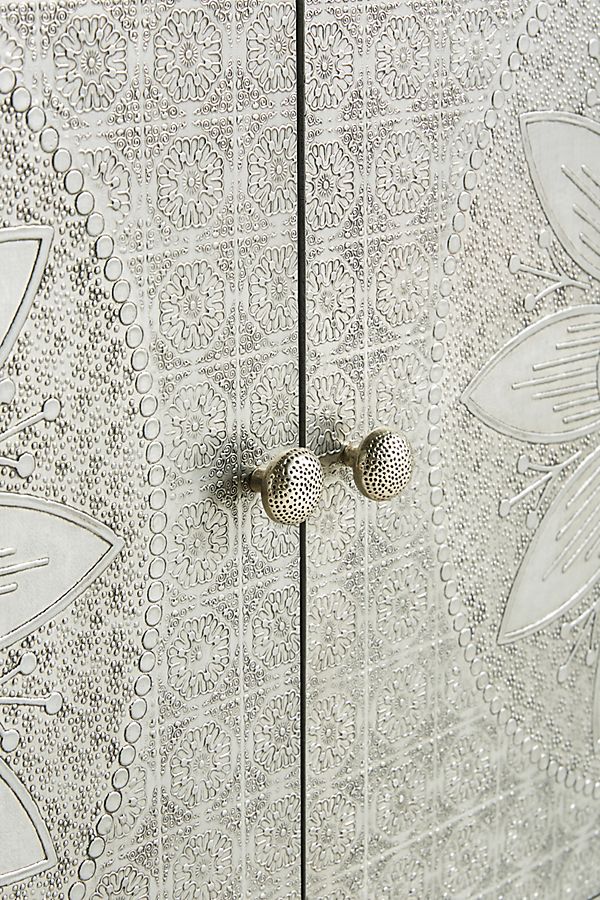 hand embossed white metal buffet front view