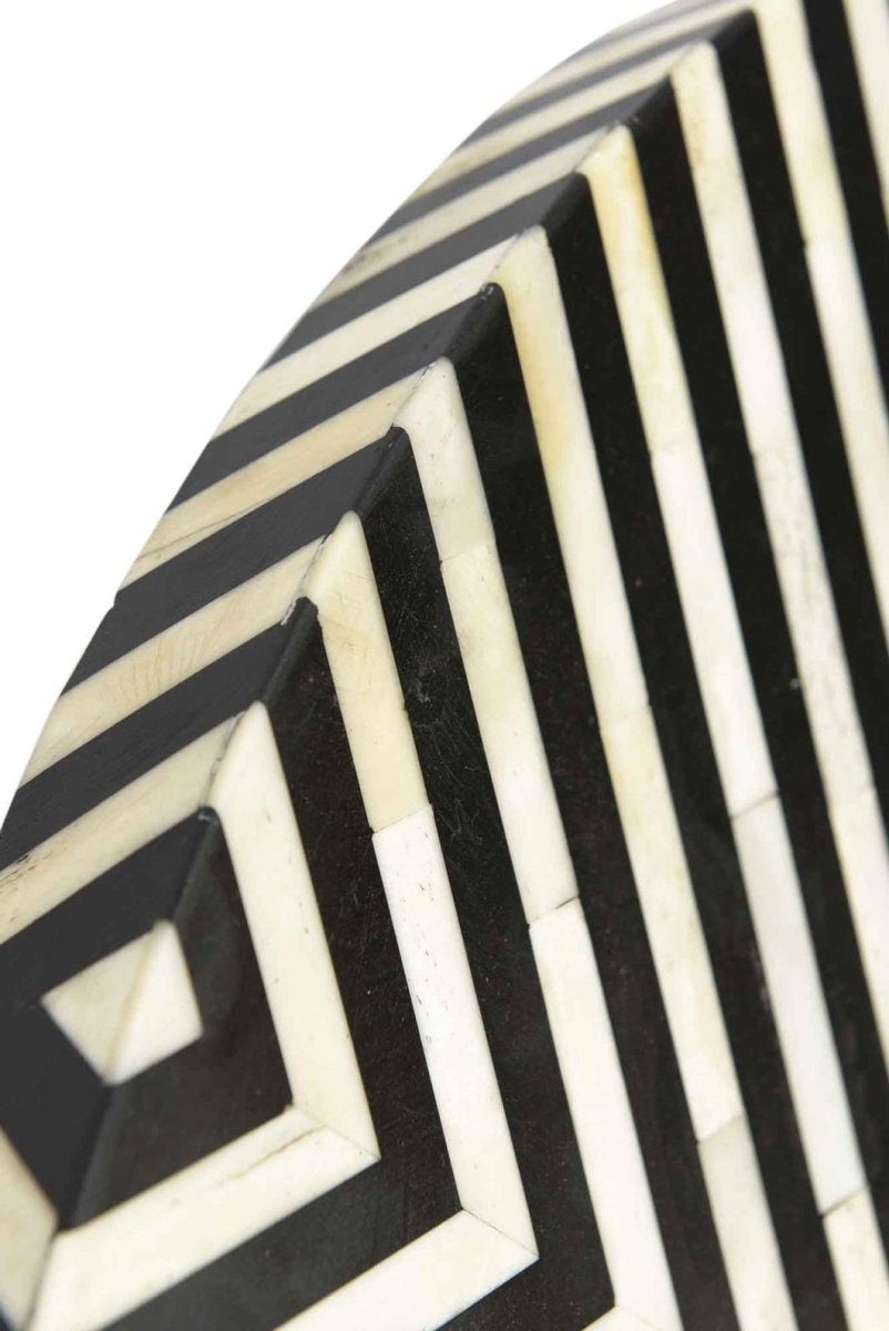 Handmade Bone Inlay Round Coffee Table | Custom Black & White Color Center Table Center Table - Bone Inlay Furnitures