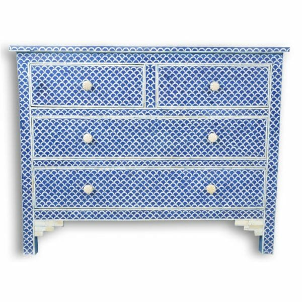 Handmade Bone Inlay Terracotta Fish Scale Design Chest of Drawers | Handmade Bone Inlay Dresser Chest of Drawers - Bone Inlay Furnitures