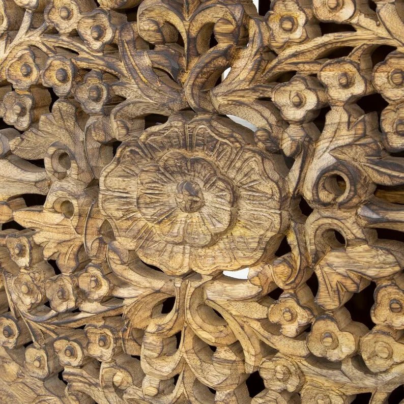 Handmade Hand Carved Sideboard | Indian Wooden Sideboard In Natural Color Buffet & Sideboard - Bone Inlay Furnitures