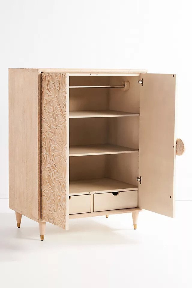 Handmade Hand-carved Wooden Gulliver Armoire Closet Indigo Color Armoire - Bone Inlay Furnitures