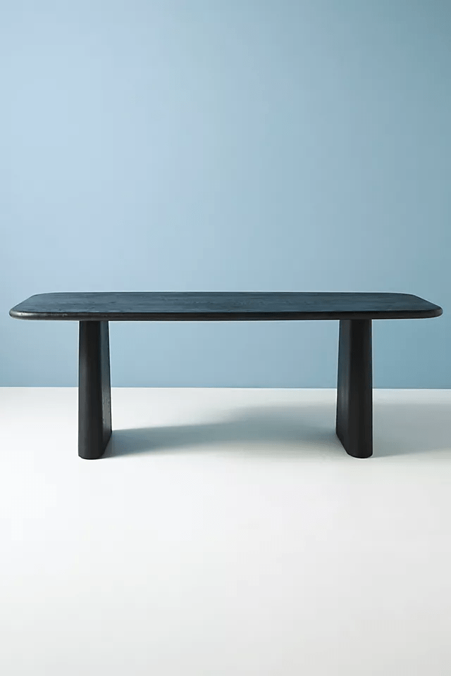 Handmade Kalle Sculptural Dining Table | Hand-carved Wooden Dining Table in Black Color Dining Bench - Bone Inlay Furnitures