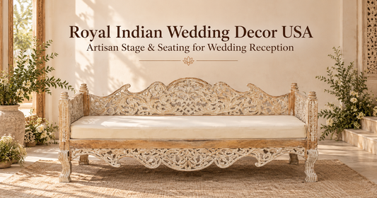 Royal Indian Wedding Decor USA: Artisan Stage & Seating for Wedding Reception