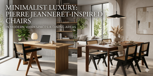 Style Pierre Jeanneret-Inspired Mid-Century Chairs in Modern Workspaces and Dining Areas