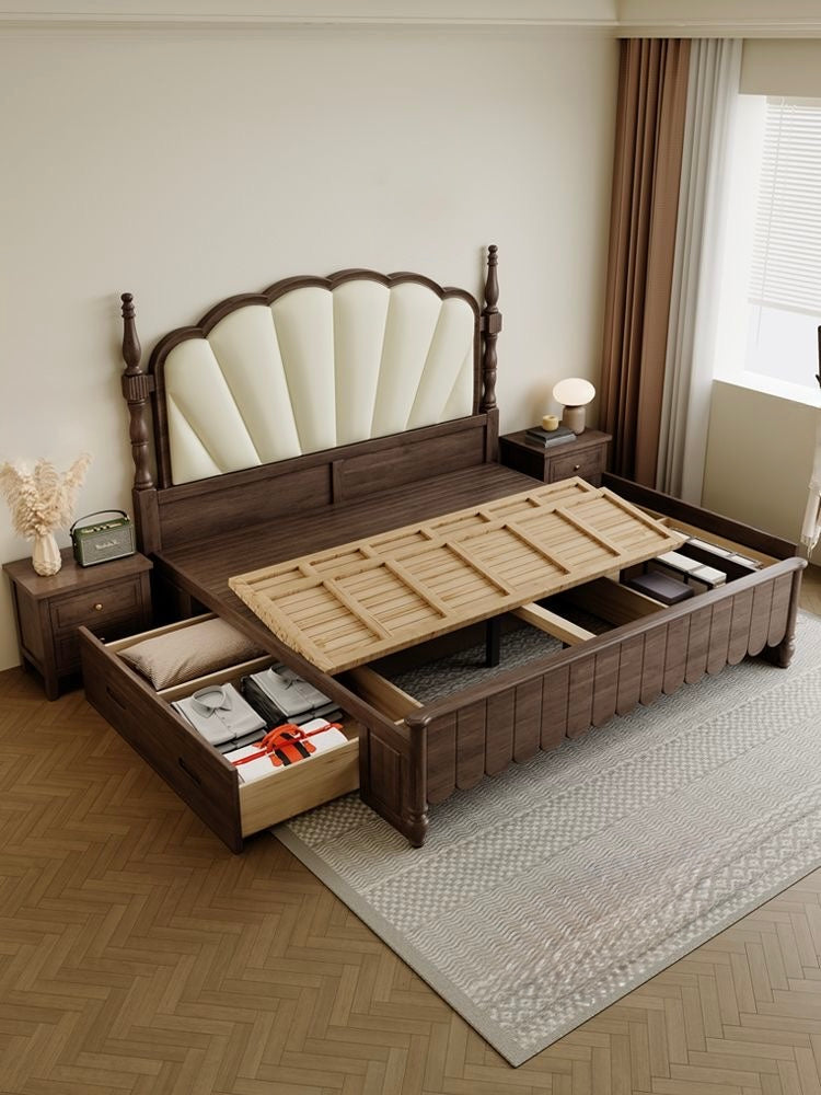 Elegant Shell-Tufted Storage Bed 
