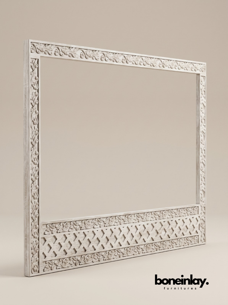 Hand-Carved Luxury White Wood Ornate Bedroom Set (6-Piece Suite)