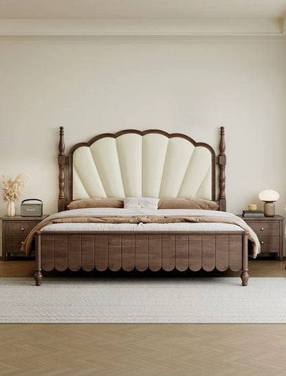 Elegant Shell-Tufted Storage Bed Frame With Headboard