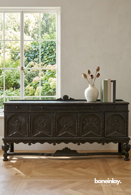 Hand-Carved Wooden Menagerie Buffet