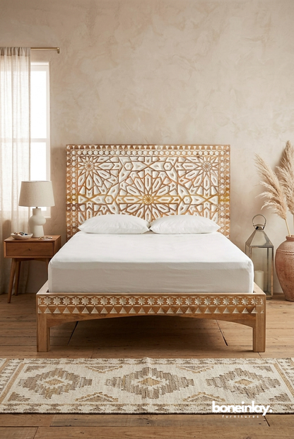 Moroccan Bone Inlay Platform Bed
