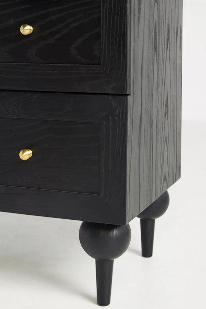 Black Color Chest of Six Drawers Tallboy Design Chest of Drawers