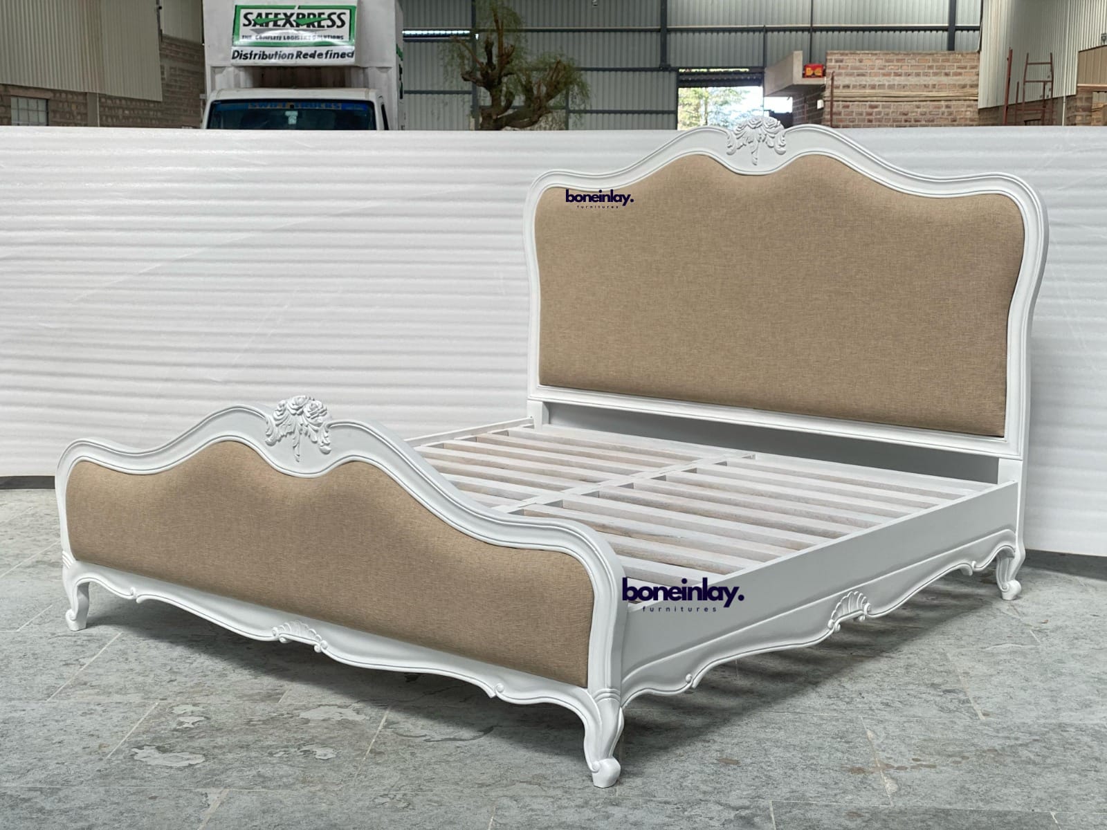 Antique French Bed in white - side view