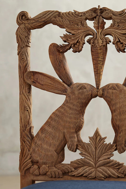 Bunny hand Carved Chair Detail