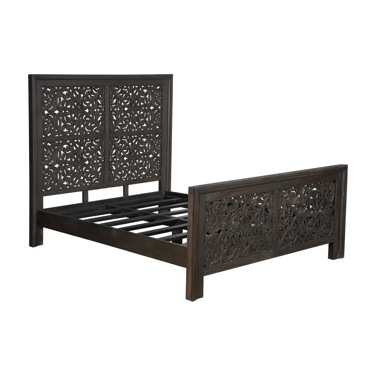distressed carved bed