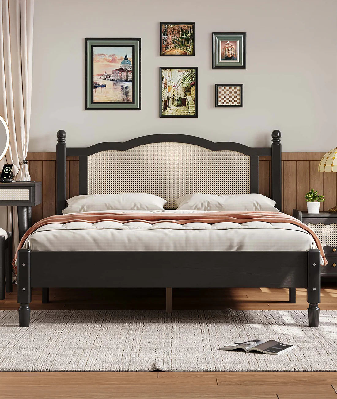 Cooper Cane Pattern Bed – Handcrafted Coastal Bedroom Style