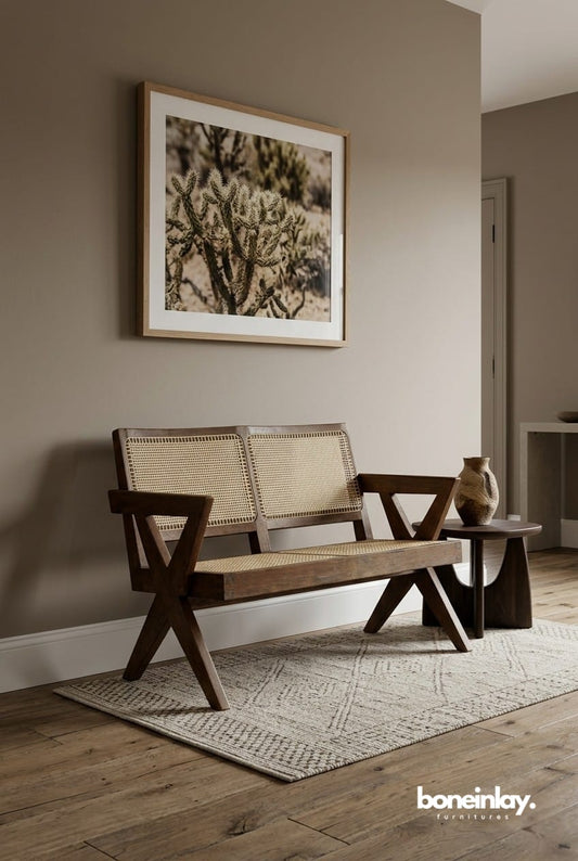 Designer Handmade Pierre Jeanneret Cane Sofa