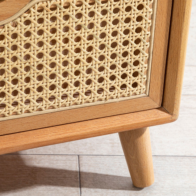 Rattan Cane Natural Bedside Table 