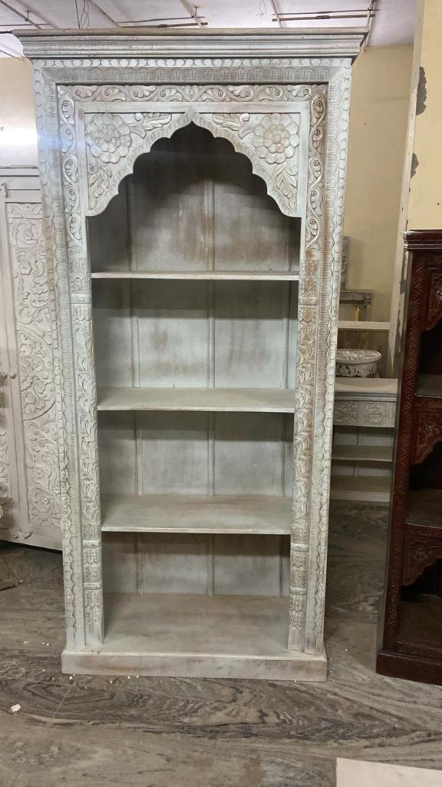 Hand Carved Flower Bookcases