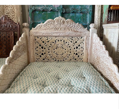 Hand Carved Natural Wooden Lotus Mandala Swing Seat