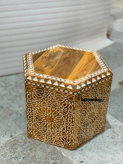 Hand carved Moroccan Wooden Side Table 