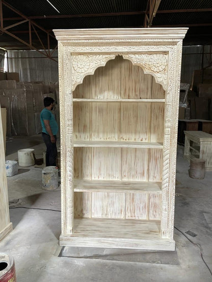 Handmade Carved Natural solid wood Bookshelf