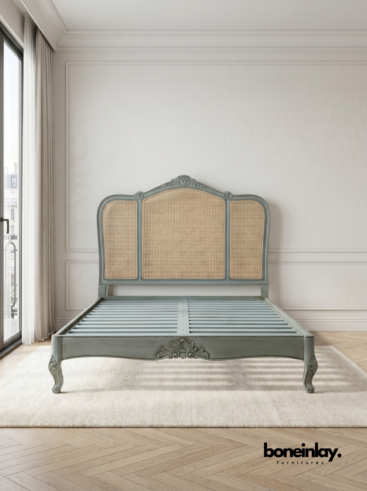 Handmade French Style Cane Bed 