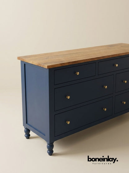 Blue Canopy 6 Pieces Bedroom Set - Two Tone Bedroom Set