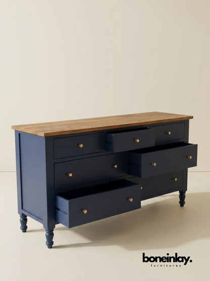 Blue Canopy 6 Pieces Bedroom Set - Two Tone Bedroom Set