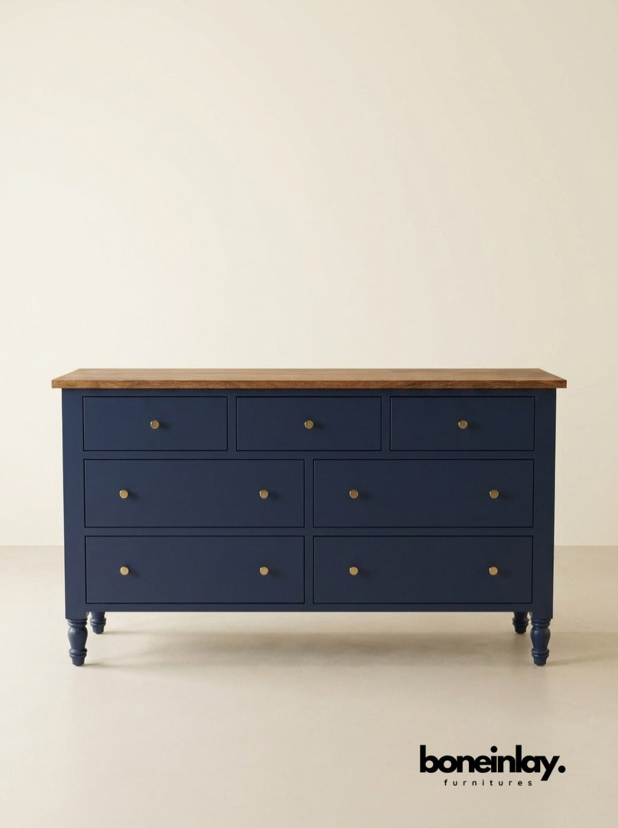 Blue Canopy 6 Pieces Bedroom Set - Two Tone Bedroom Set