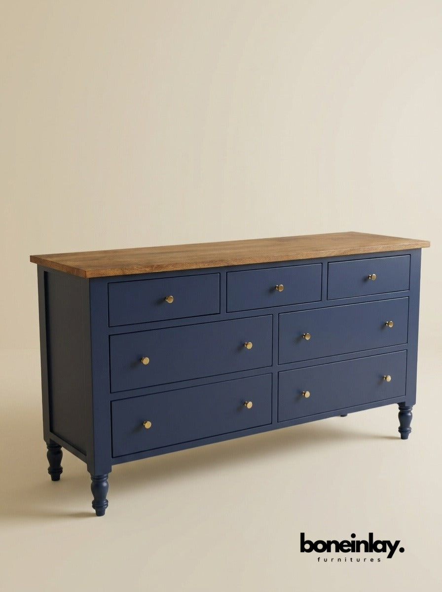Blue Canopy 6 Pieces Bedroom Set - Two Tone Bedroom Set