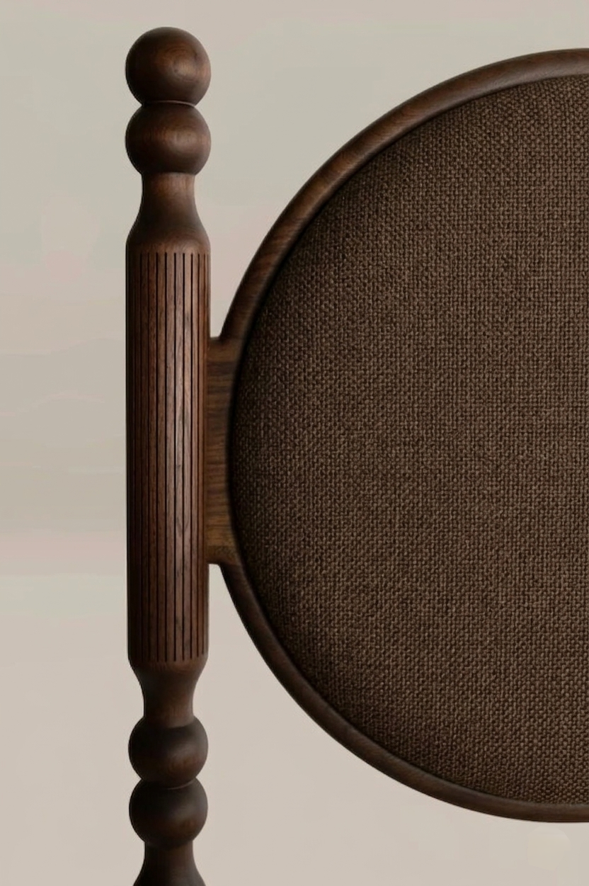 The Totem Transitional Sculptural Poster Bed with Plaid Headboard