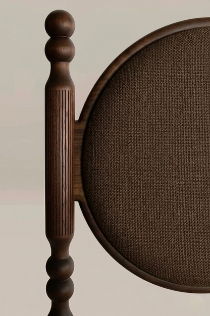 The Totem Transitional Sculptural Poster Bed with Plaid Headboard