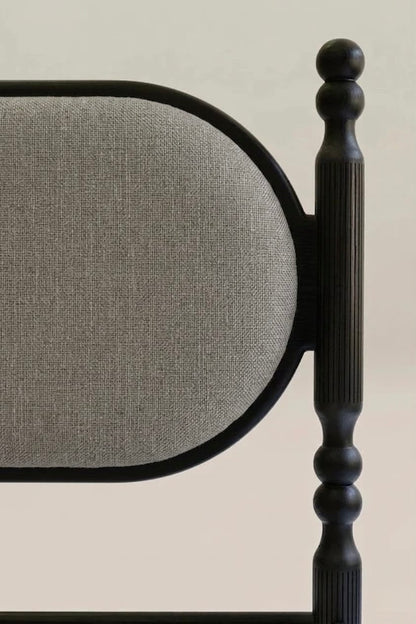 The Totem Transitional Sculptural Poster Bed with Plaid Headboard