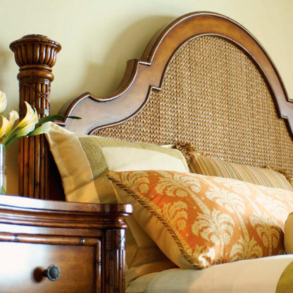 Island Estate Round Hill Solid Hardwood Bed Frame with Herringbone Woven Lampakanai Headboard