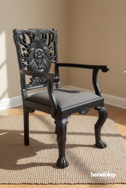 Royal Hand Carved Menagerie Lion Chair