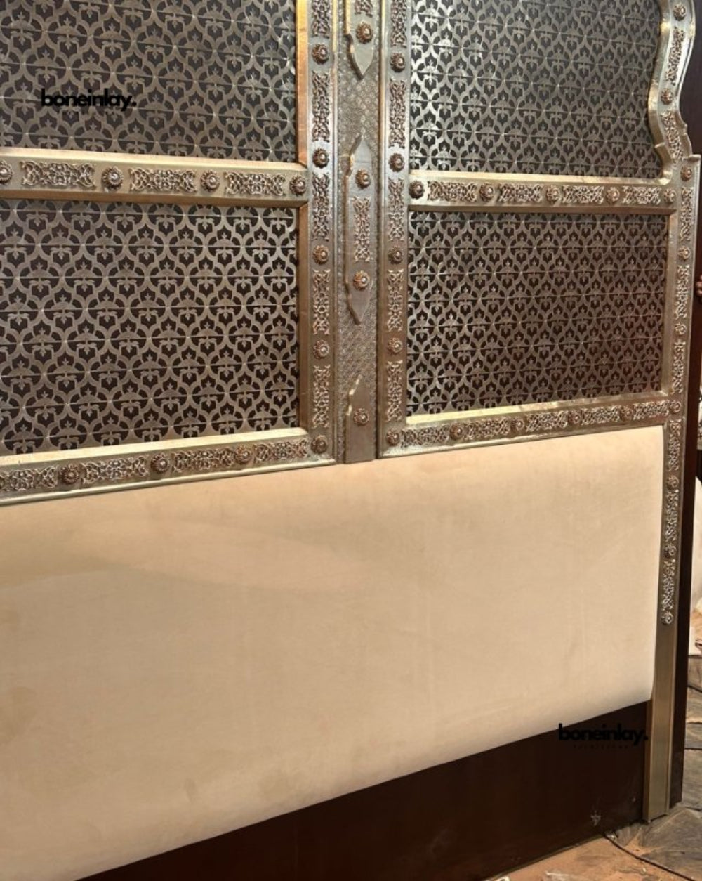Luxury Royal Look Embossed Metal Big Headboard