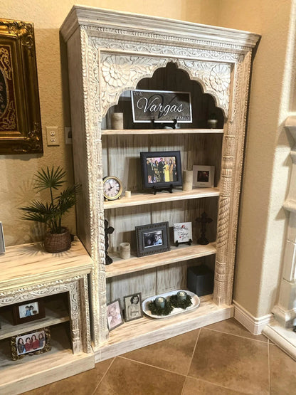 Natural Solid Wood hand carved Library Case