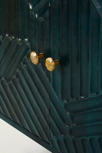 Teal Solid Wood Storage Credenza