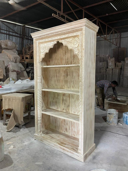 Traditional Indian Solid Wood Carved Bookcases