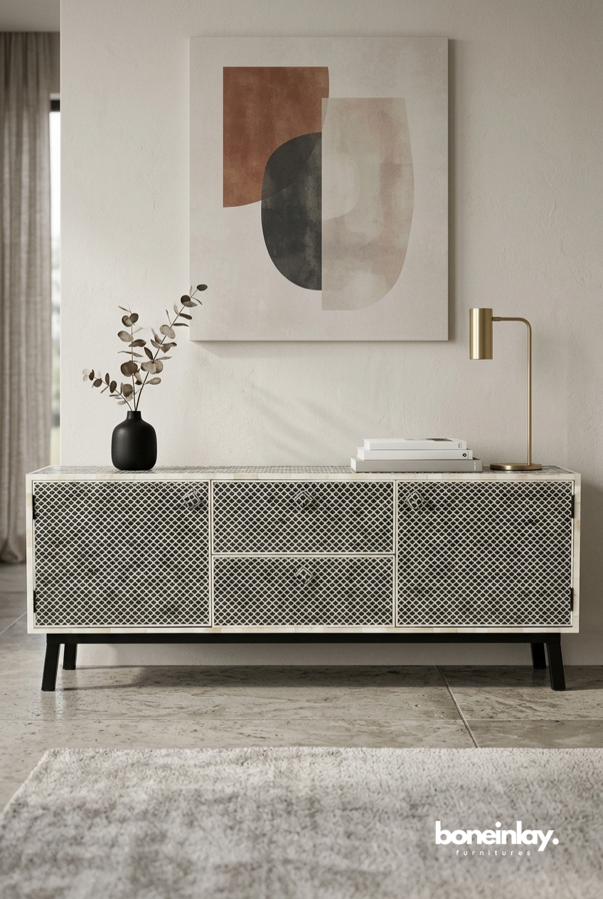 Handmade Bone inlay Media Console | Entertainment Unit