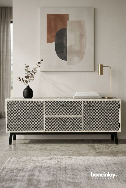 Handmade Bone inlay Media Console | Entertainment Unit