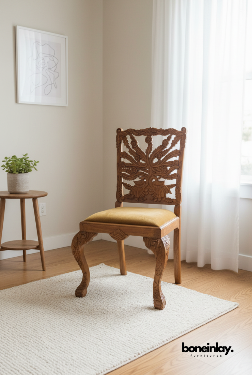 Hand Carved Menagerie Peacock Dining Chair