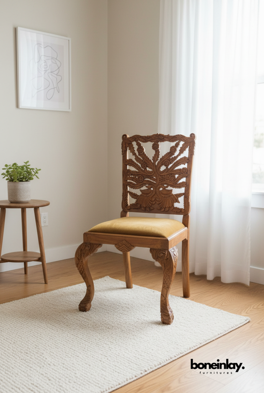 Hand Carved Menagerie Peacock Dining Chair