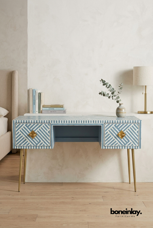 Handmade Optical Bone Inlay Work Desk | Home Office Laptop Desk