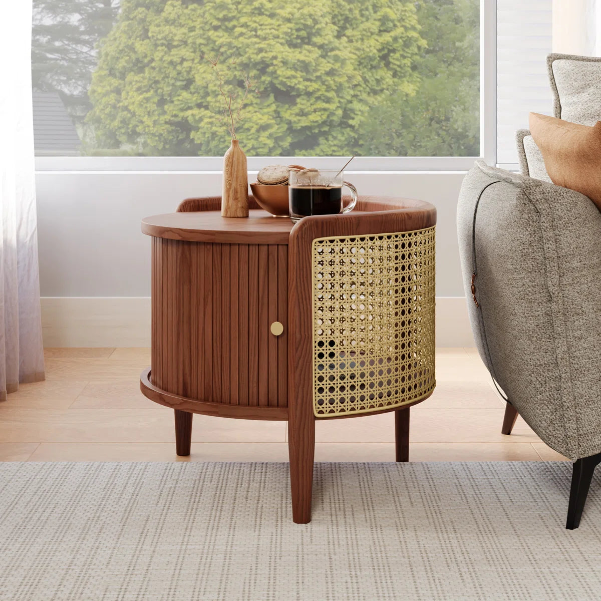sliding door side table