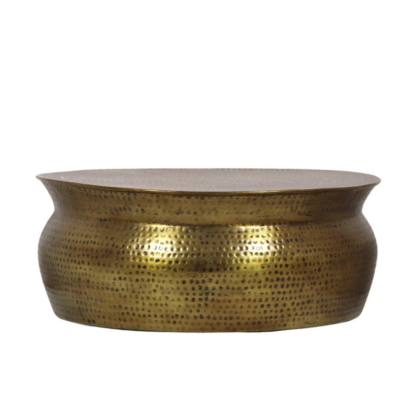 Anglo Indian Handmade Embossed Brass Metal Frame Coffee Table Coffee Table - Bone Inlay Furnitures