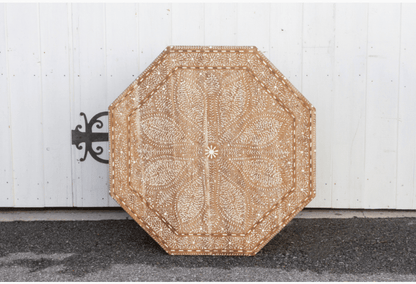 Anglo - Indian Inlay Teak Wood Coffee Table - Mandawa Style Bone Work Coffee Table - Bone Inlay Furnitures